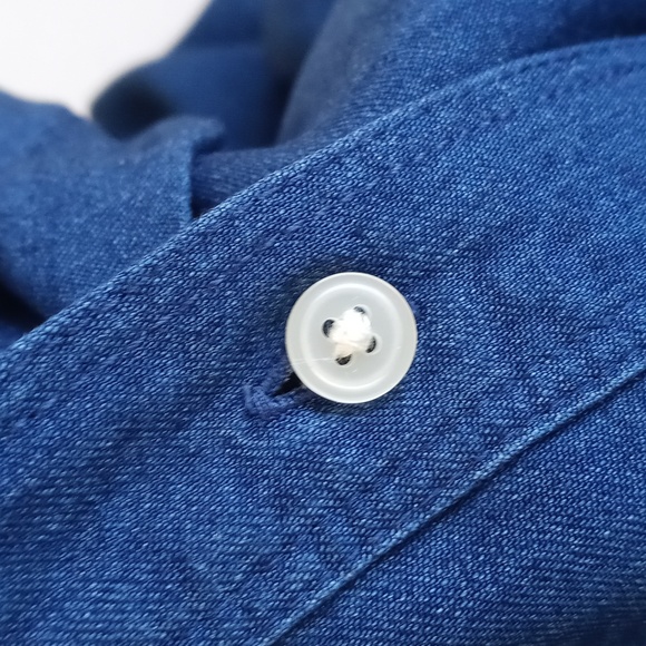 LOFT Deep Royal Blue Rayon Button-Up Long Sleeve Shirt SP - Picture 10 of 11